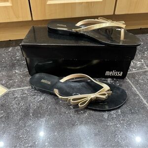 Melissa Black and Gold Sandals Chic Summer Style